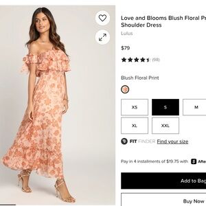 Lulus Love And Blooms Blush Floral Print Off-the-shoulder Dress Pink - Size S